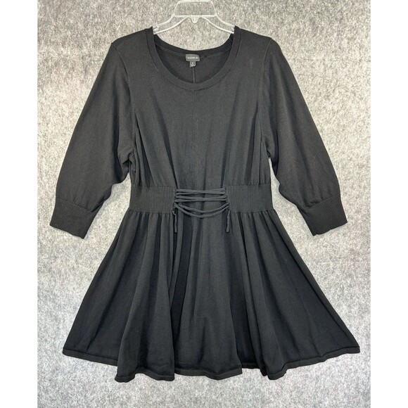 Torrid Dress Women's Size 4 Black Sweater Long Sleeve Knit Knee Length Stretch - Picture 2 of 11